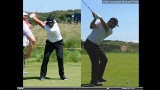 Jon Rahm golf swing  Long Iron faceon amp downtheline July 2017 [upl. by Nylahsoj]