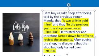 How to apply misrepresentation Liam cupcake scenario [upl. by Ahrens]