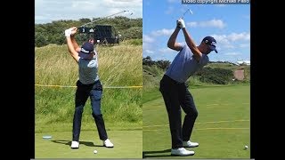 Justin Thomas golf swing  Long Iron faceon amp downtheline July 2017 [upl. by Annaeel732]