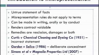 Misrepresentation Lecture 1 of 4 [upl. by Lehcor945]